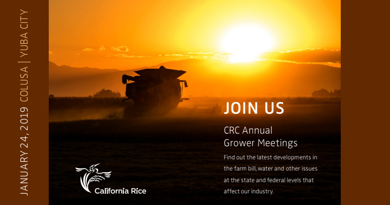 California Rice Commission Annual Grower Meetings to be held in late January